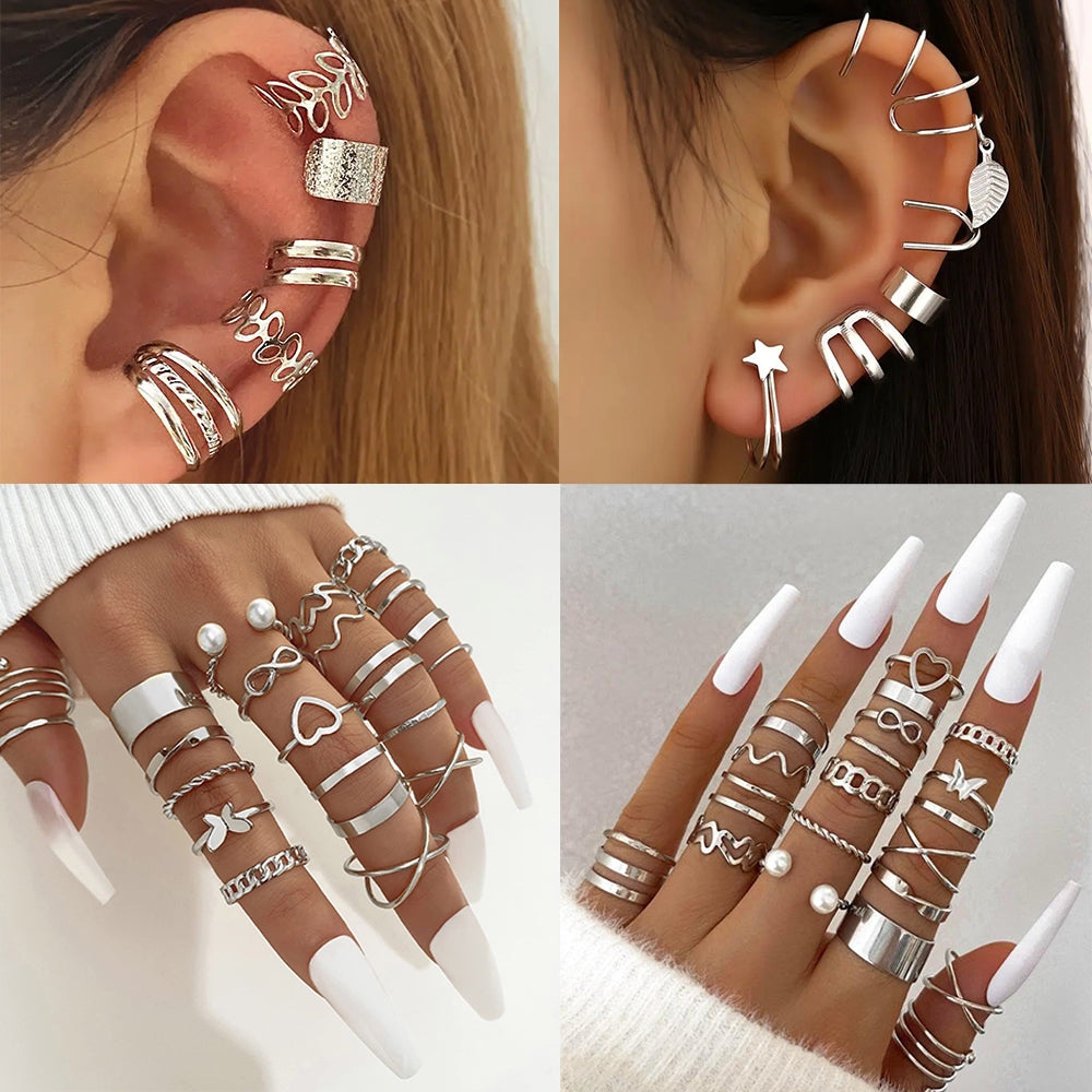 Dollcini 33 Részes Ékszerszett – Elegáns Fülbevalók és Gyűrűk