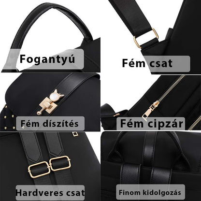 Dollcini Lopásgátló Nylon Hátizsák – Nagy Kapacitású Campus Hátizsák, Arany díszítéssel