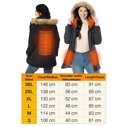 Dollcini Női Fűthető Kabát – Vízálló, Kapucnis, 9 Fűtőelemmel [A powerbankot külön kell megvásárolni]
