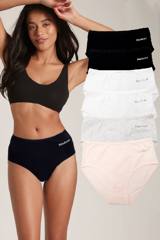 Dollcini ,Magas derekú női bugyi ,95% Pamut + Spandex-Többszínű, 6 db-os Csomag,68822