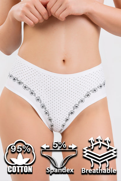 Dollcini ,Magas derekú női bugyi ,95% Pamut + Spandex-Többszínű, 6 db-os Csomag,69482