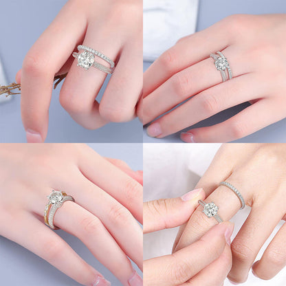 Dollcini Moissanit Eljegyzési Gyűrű – Állítható, 925 Ezüst, Díszdobozzal