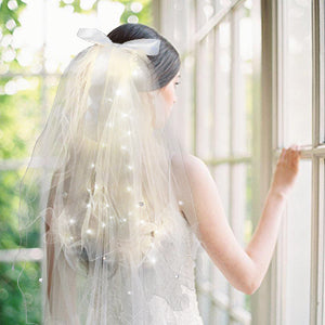 Dollcini Világító LED-es Szarvas Fejpánt – Fátyollal, Fehér