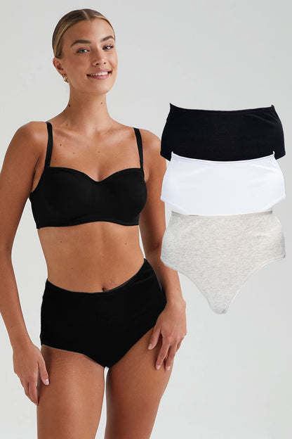 Dollcini Magas Derekú, Női Menstruációs Bugyi Szett - 95% Pamut, Szivárgásmentes, 3 db-os Csomag