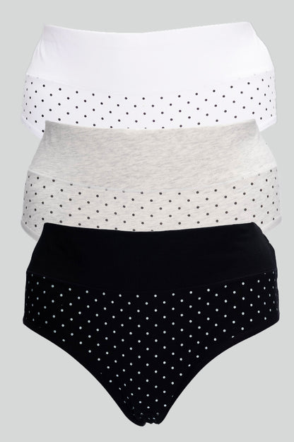 Dollcini Magas Derekú, Női Menstruációs Bugyi Szett - 95% Pamut, Szivárgásmentes, 3 db-os Csomag