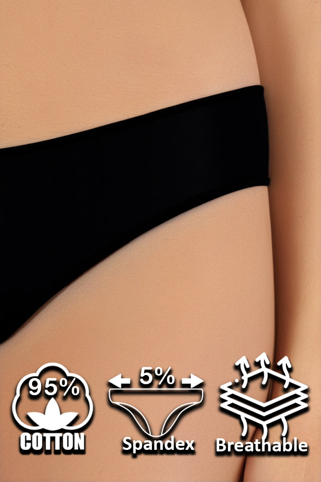 Dollcini Tanga Női Bugyi - 95% Pamut, Többszínű, 6 db-os Csomag