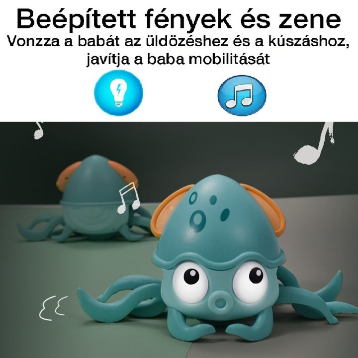 Dollcini Zenélő Mászó Polip Játék – LED Fényekkel, USB-s