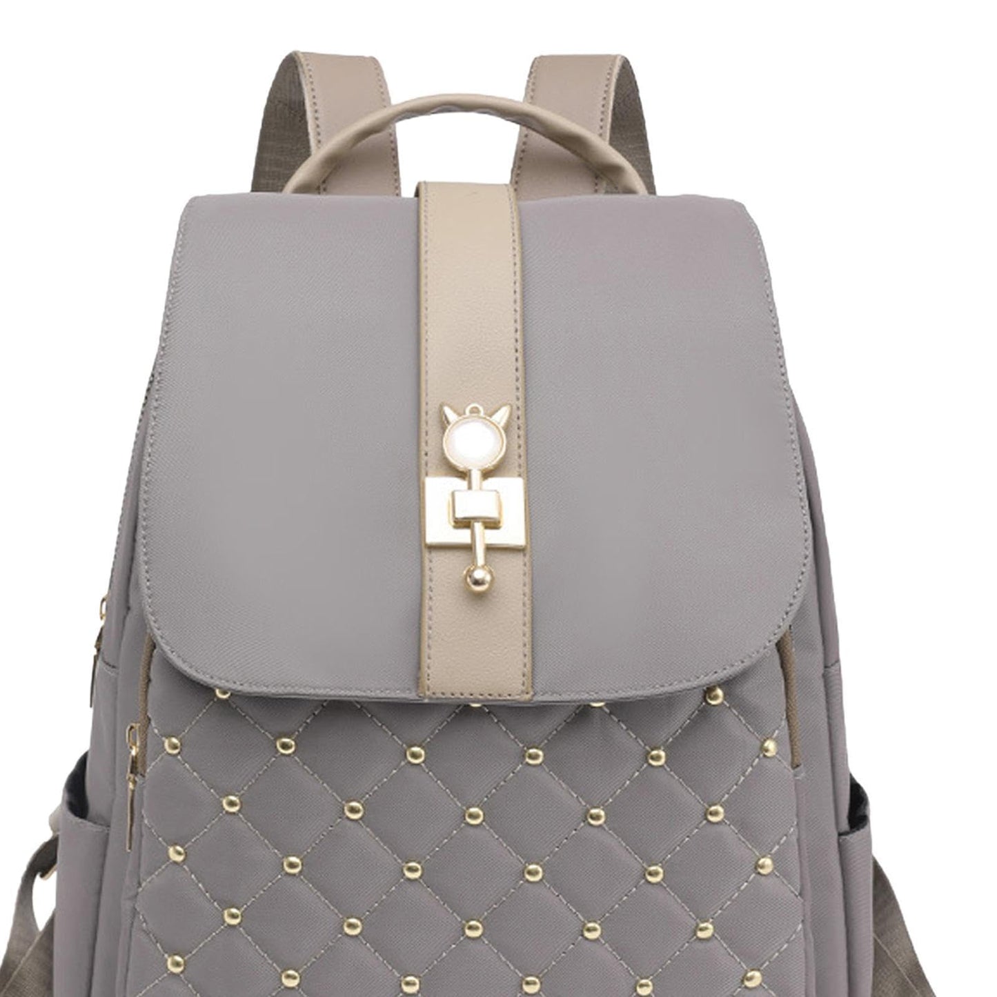 Dollcini Lopásgátló Nylon Hátizsák – Nagy Kapacitású Campus Hátizsák, Arany díszítéssel