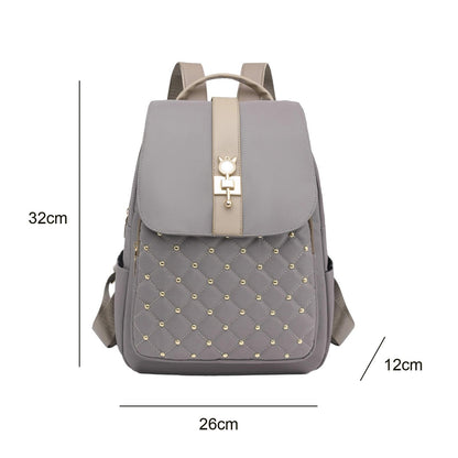 Dollcini Lopásgátló Nylon Hátizsák – Nagy Kapacitású Campus Hátizsák, Arany díszítéssel