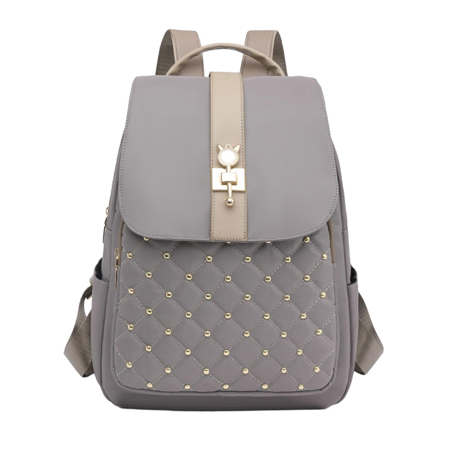 Dollcini Lopásgátló Nylon Hátizsák – Nagy Kapacitású Campus Hátizsák, Arany díszítéssel